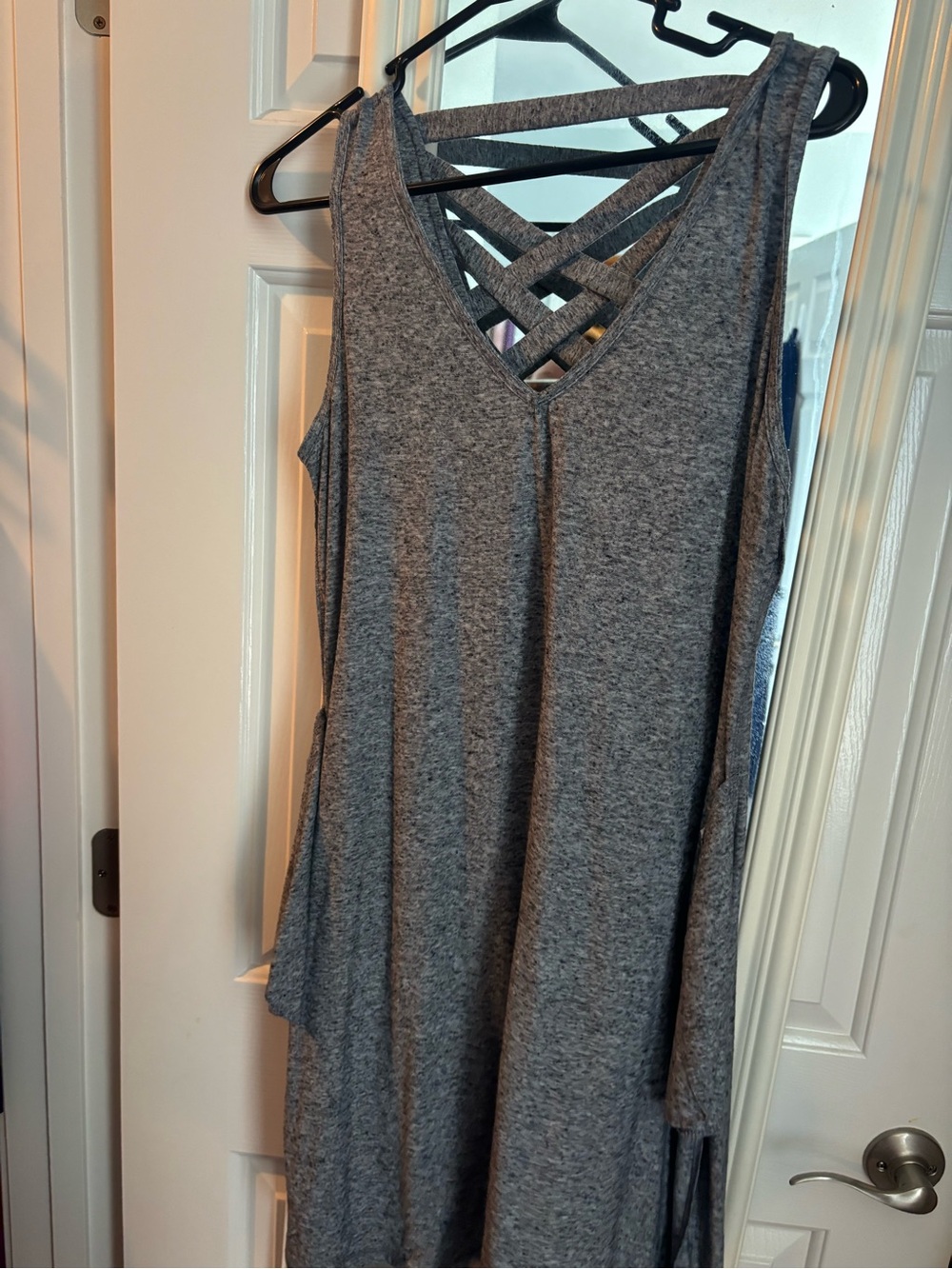 Maurices Heather Gray Strappy V-Neck Tank Dress